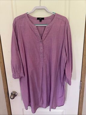 ellos Lavender Pinstriped Roll-Tab Tunic